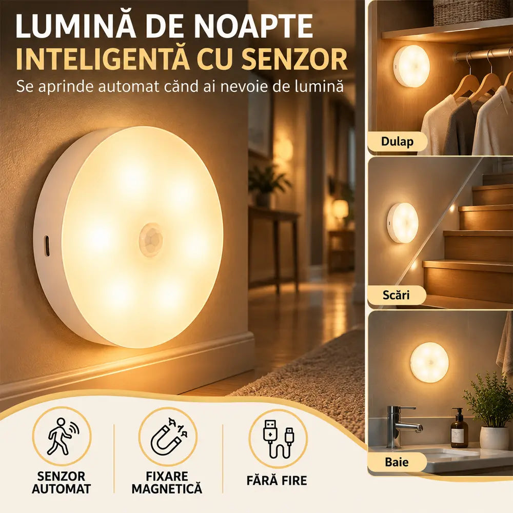 💡【Korlátozott ajánlat: Vegyél 1-et, kapj 4-et】(4 darabos szett)! Intelligens éjszakai lámpa mozgásérzékelővel · Mágneses rögzítés · USB-töltés!
