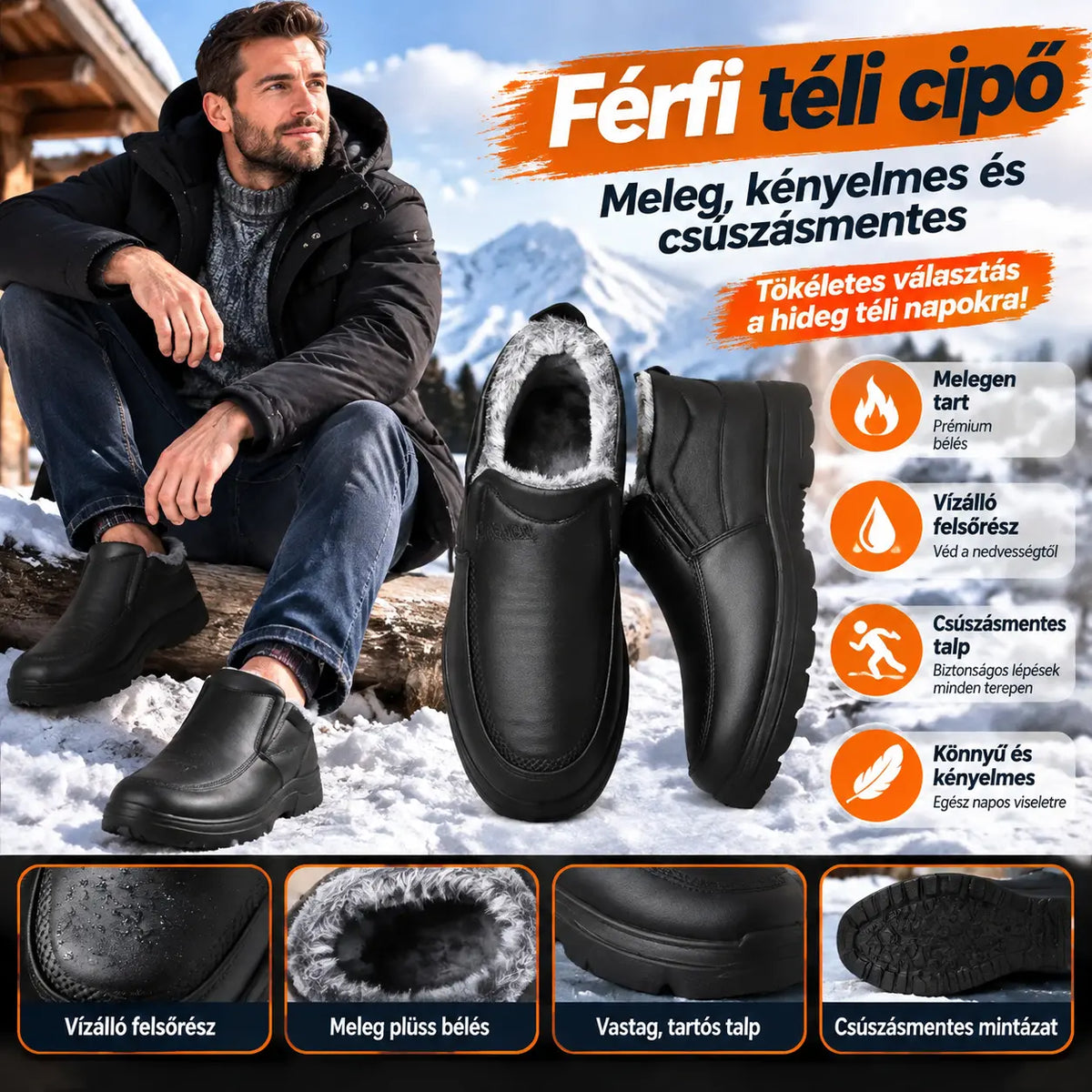 🔥【38-48】🔥Új férfi téli hótaposó, bársonyerősítésű és meleg