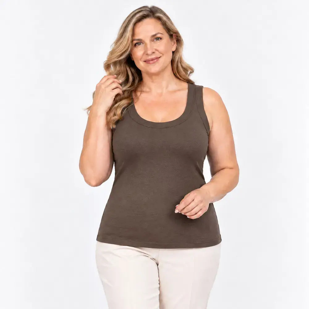【Csak rövid ideig érvényes ajánlat!】【M-4XL】Női bélelt trikótopp nagy méretekben – beépített melltartóbetéttel, bélelt, nem szükséges melltartót viselni, őszre és télre